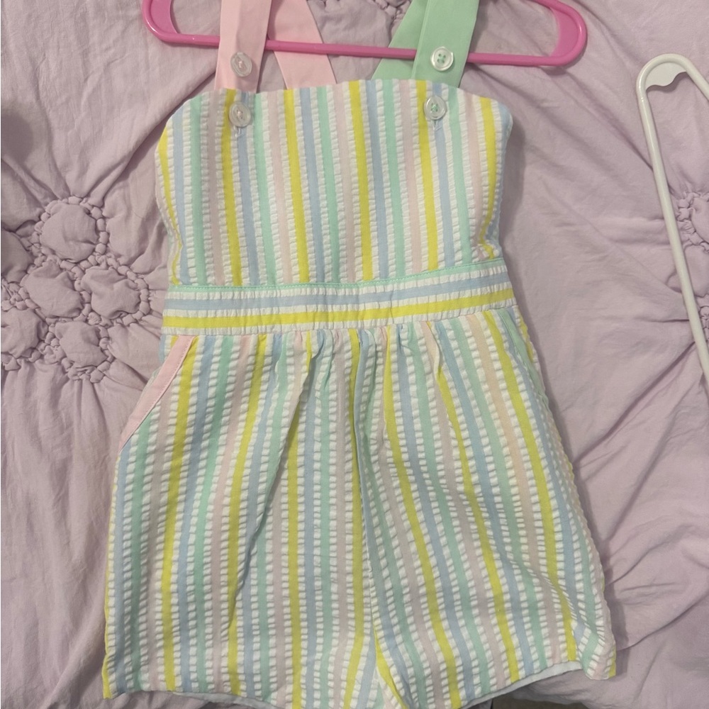 The Beaufort Bonnet Company Pastel Striped Romper